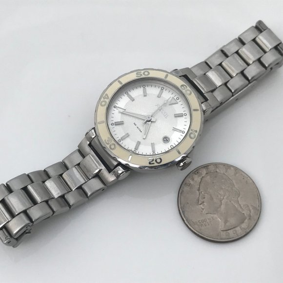 Fossil Women Watch Silver White Tone Date Calenda - Picture 8 of 12